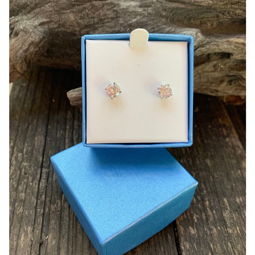 Sterling Silver and Cubic Zirconia Stud Earrings